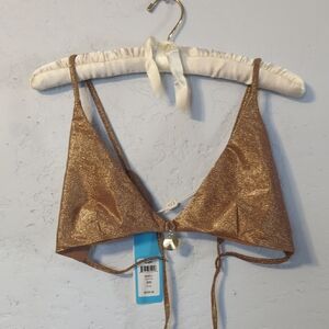 Beach Bunny Glittering Gold Bikini Top